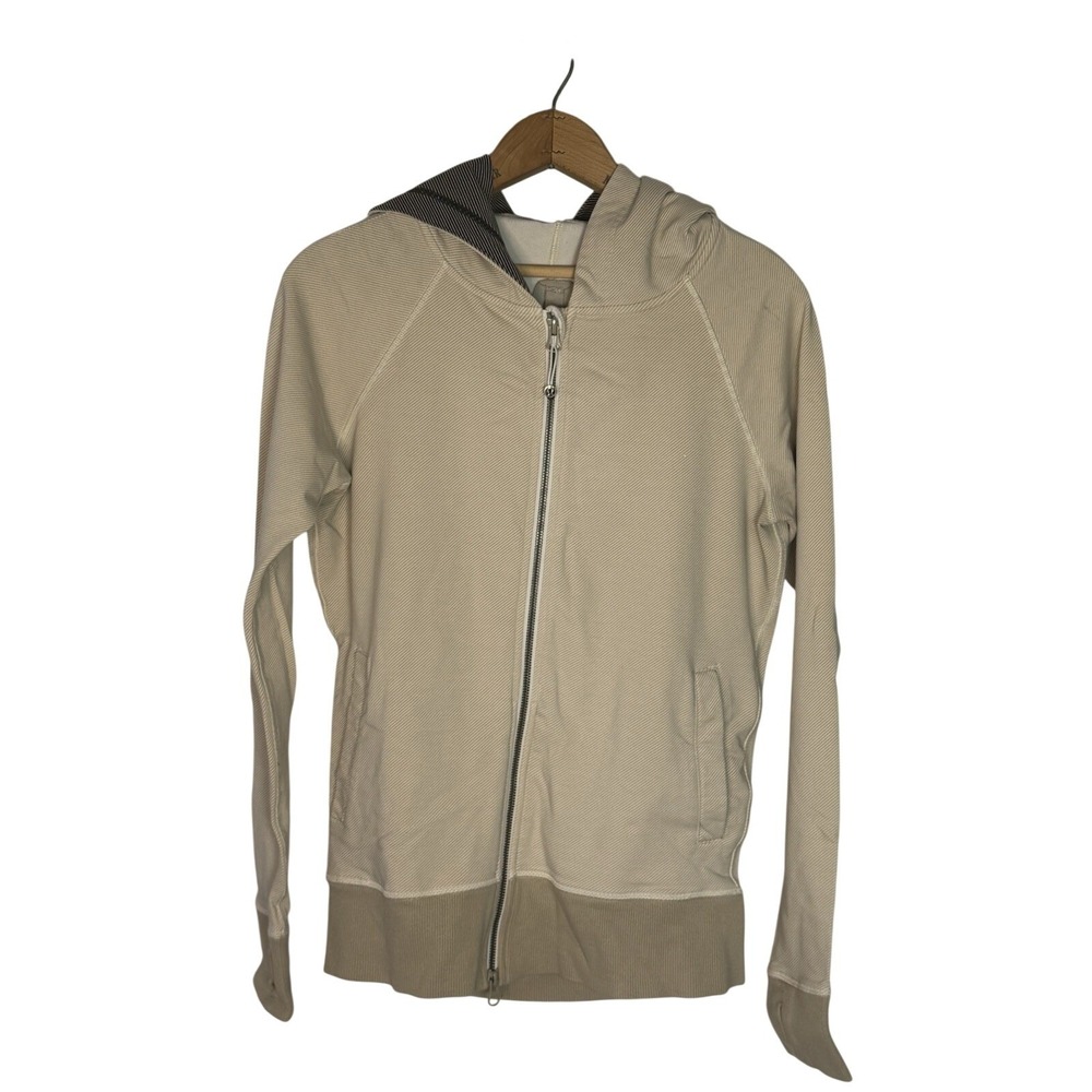 Lululemon Womens Rollin With My Omies Hoodie Tan Back Vented jacket zip up